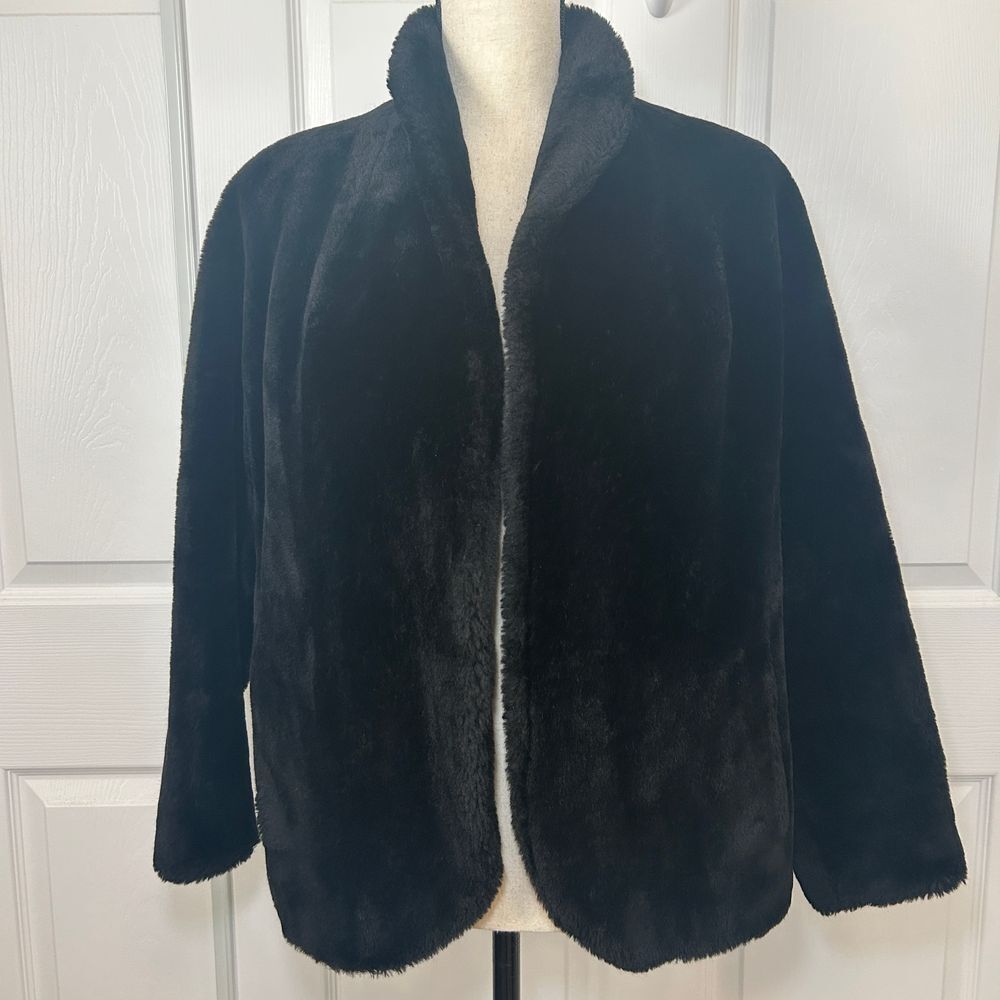 Vintage Princeton O'llegros Black Faux Fur Coat‎ Women's Petite Small/XS